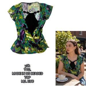 Y2K made‎ in USA beaded going out party top medium/large #19